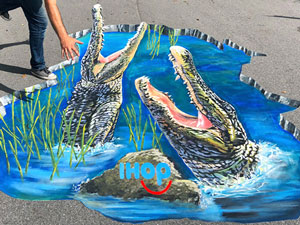 Posing with IHOP Gator Hole 3D