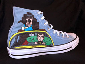 Studio Ghibli Lupin III The Castle of Cagliostro art on Converse All-Star hightop sneakers
