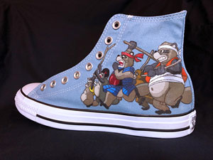 Studio Ghibli Pom Poko art on Converse All-Star hightop sneakers
