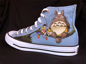 Studio Ghibli My Neighbor Totoro art on Converse All-Star hightop sneakers