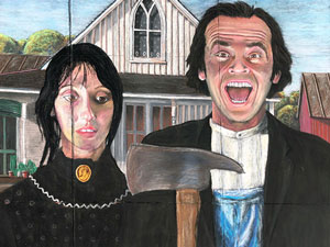 American Gothic and The Shining mashup pavement art