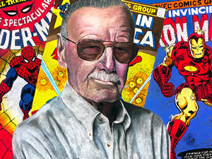 Stan Lee Marvel tribute pavement art