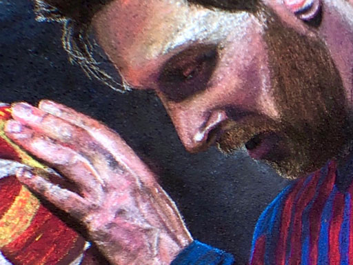 Lionel Messi pavement chalk art