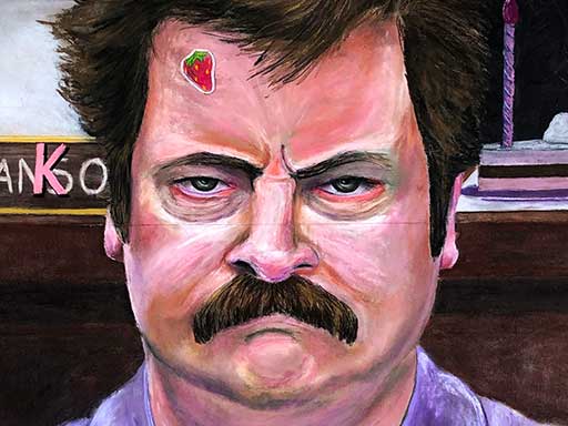 Parks and Recreation Ron Swanson chalk drawing