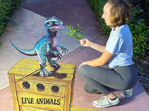 3D Jurassic Park Beta baby velociraptor dinosaur chalk art