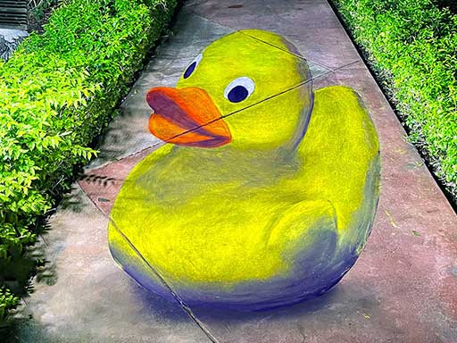 3D rubber duckie bath toy chalk art